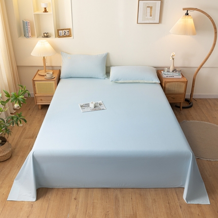 91家纺网 家纺一手货源 找家纺 AB家纺 2024新款A类40支水洗全棉床单三件套 天空蓝