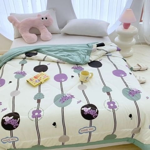 91家纺网 家纺一手货源 找家纺 金麦 2024新款A类有氧提花泡泡棉夏被 菲菲兔