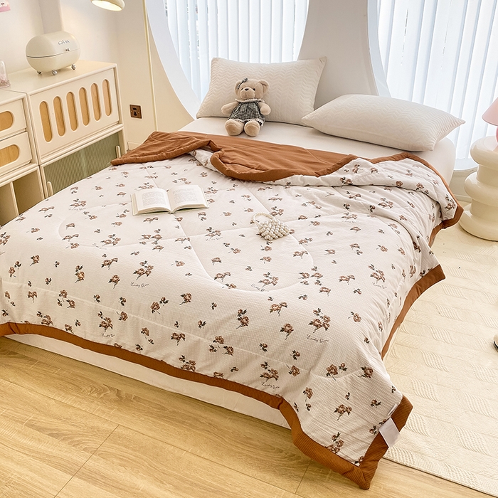 91家纺网 家纺一手货源 找家纺 金麦 2024新款A类有氧提花泡泡棉夏被 花茶