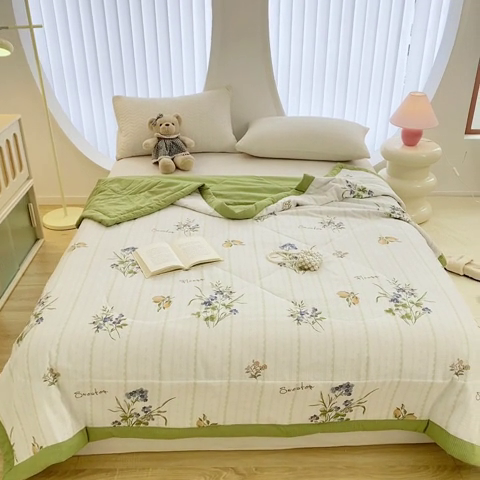 91家纺网 家纺一手货源 找家纺 金麦 2024新款A类有氧提花泡泡棉夏被 爱丽丝