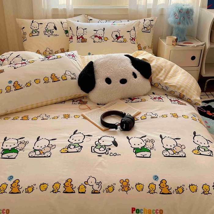 91家纺网 家纺一手货源 找家纺 星座家纺 2025新款40s全棉卡通印花四件套 快乐帕恰狗