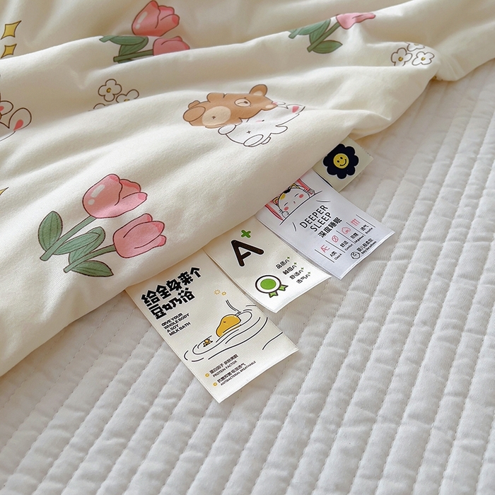 91家纺网 家纺一手货源 找家纺 木堇家居 2024新款10%大豆纤维针织棉夏被 好朋友