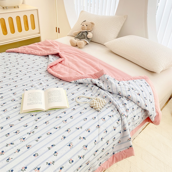 91家纺网 家纺一手货源 找家纺 金麦 2024新款A类有氧提花泡泡棉夏被 知忆