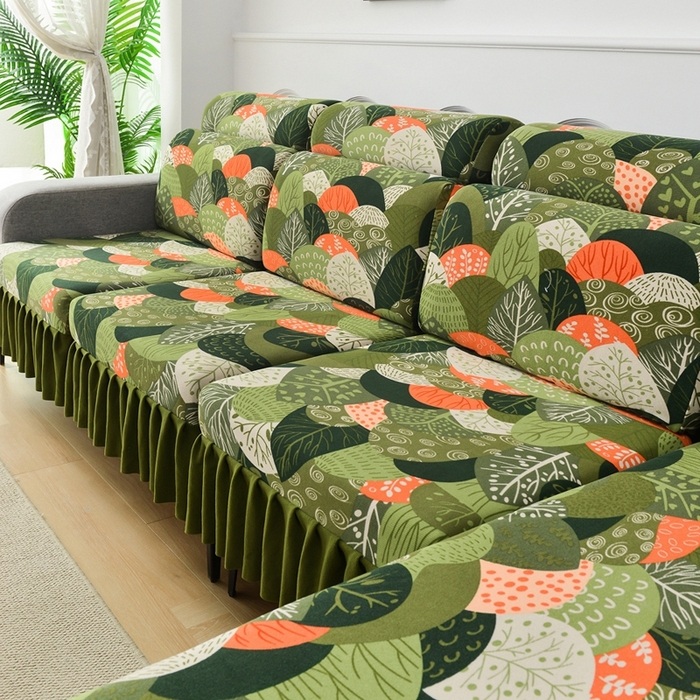 91家纺网 家纺一手货源 找家纺 千彤沙发垫 2024新款裙边款-高精密雪尼尔沙发垫 森林派对