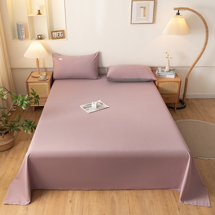 91家纺网 家纺一手货源 找家纺 AB家纺 2024新款A类40支水洗全棉床单三件套 豆沙