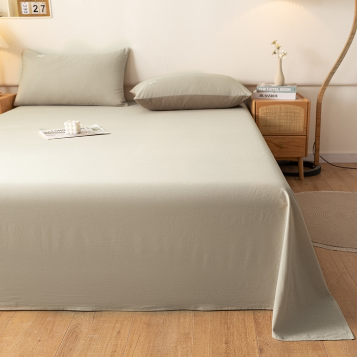 91家纺网 家纺一手货源 找家纺 AB家纺 2024新款A类40支水洗全棉床单三件套 卡其