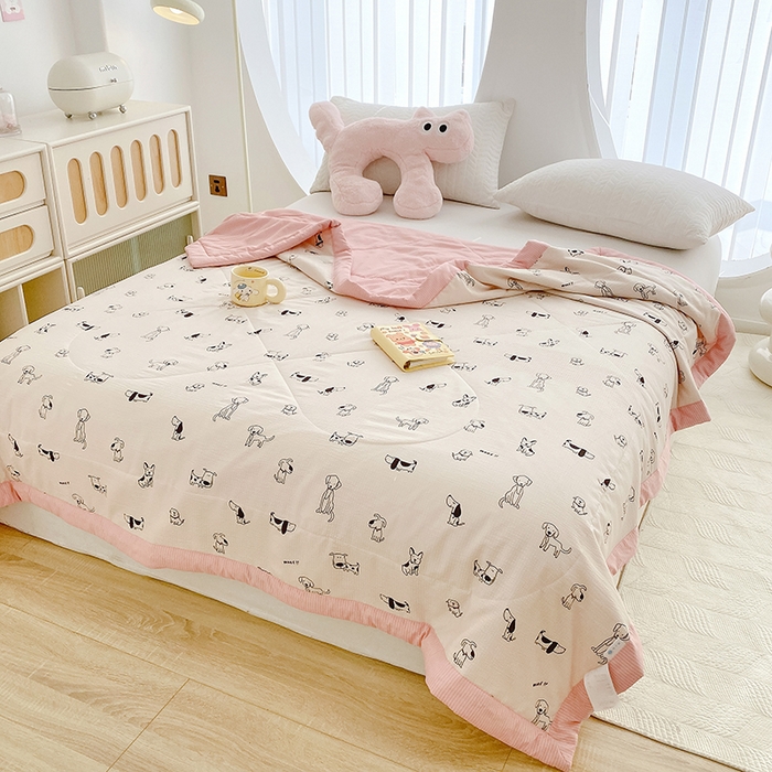 91家纺网 家纺一手货源 找家纺 金麦 2024新款A类有氧提花泡泡棉夏被 班尼狗