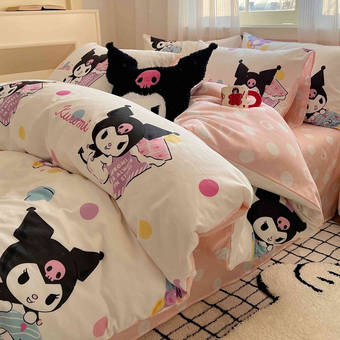 91家纺网 家纺一手货源 找家纺 星座家纺 2025新款40s全棉卡通印花四件套 甜心库洛米