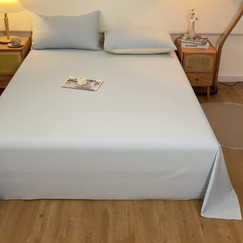 91家纺网 家纺一手货源 找家纺 AB家纺 2024新款A类40支水洗全棉床单三件套 天空蓝