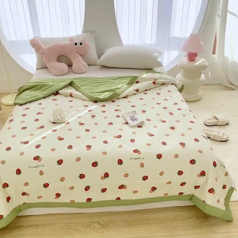 91家纺网 家纺一手货源 找家纺 金麦 2024新款A类有氧提花泡泡棉夏被 每日鲜红