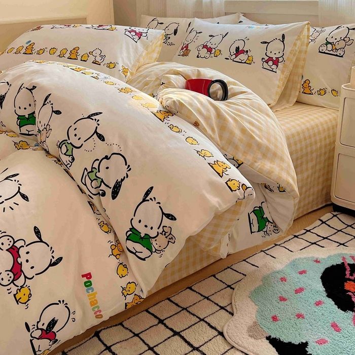 91家纺网 家纺一手货源 找家纺 星座家纺 2025新款40s全棉卡通印花四件套 快乐帕恰狗