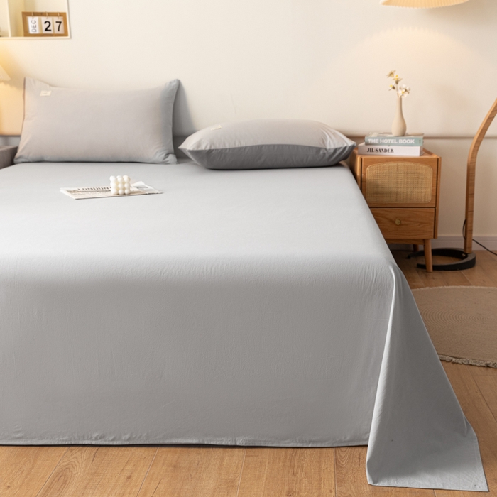 91家纺网 家纺一手货源 找家纺 AB家纺 2024新款A类40支水洗全棉床单三件套 浅灰