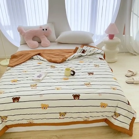 91家纺网 家纺一手货源 找家纺 金麦 2024新款A类有氧提花泡泡棉夏被 公仔