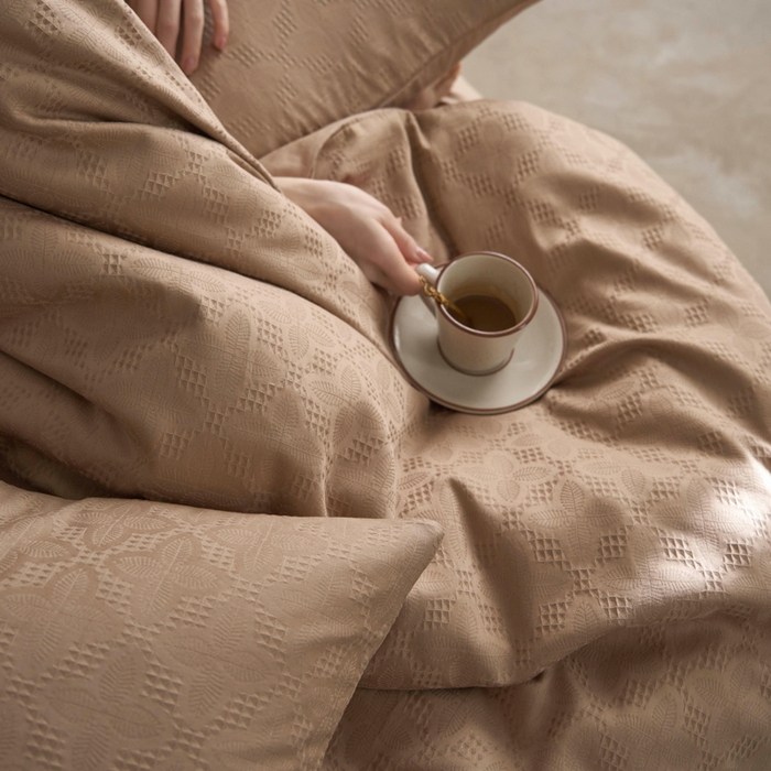 91家纺网 家纺一手货源 找家纺 AB家纺 2024新款全棉华夫格四件套 四叶草-咖