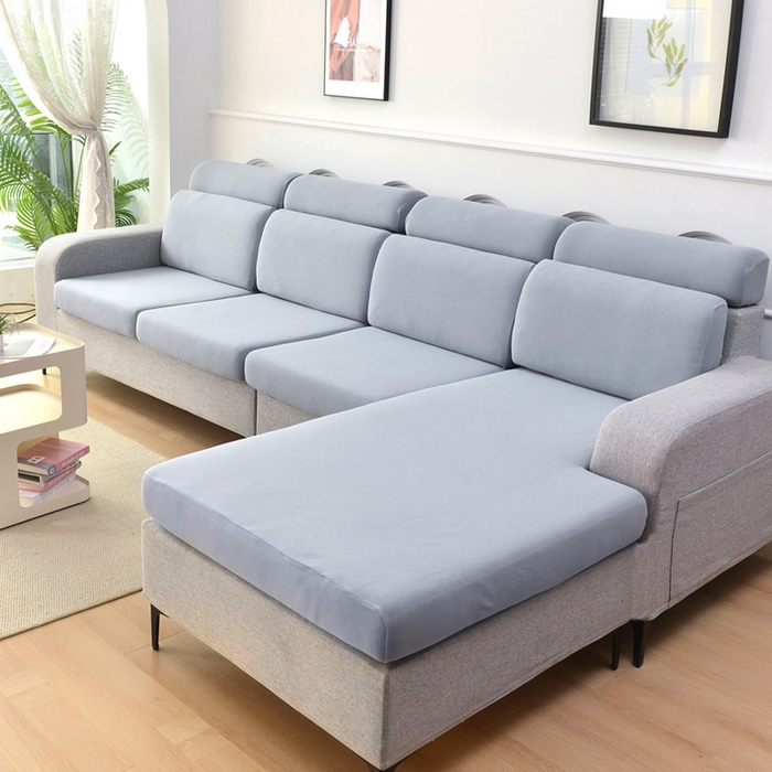 91家纺网 家纺一手货源 找家纺 千彤沙发垫 2024新款常规款-高精密雪尼尔系列沙发垫 纯色-浅灰