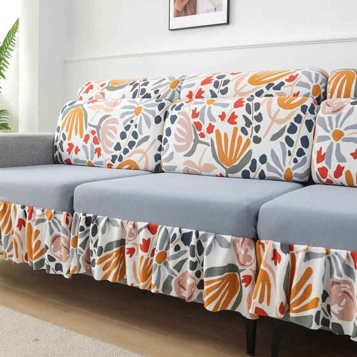 91家纺网 家纺一手货源 找家纺 千彤沙发垫 2024新款裙边款-高精密雪尼尔沙发垫 灰色-组合2