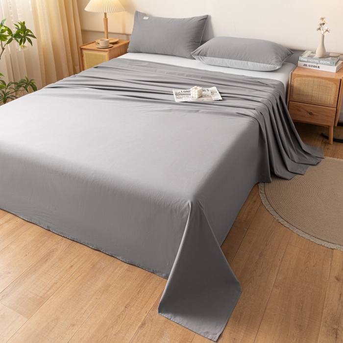 91家纺网 家纺一手货源 找家纺 AB家纺 2024新款A类40支水洗全棉床单三件套 深灰