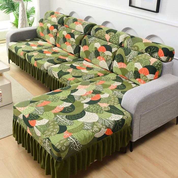 91家纺网 家纺一手货源 找家纺 千彤沙发垫 2024新款裙边款-高精密雪尼尔沙发垫 森林派对