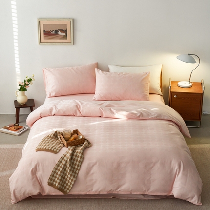 AB家纺 2024新款全棉华夫格四件套 茗萫-粉玉