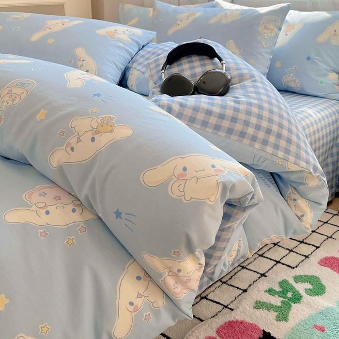 91家纺网 家纺一手货源 找家纺 星座家纺 2025新款40s全棉卡通印花四件套 星星玉桂狗