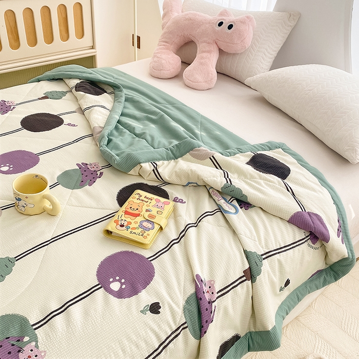 91家纺网 家纺一手货源 找家纺 金麦 2024新款A类有氧提花泡泡棉夏被 菲菲兔