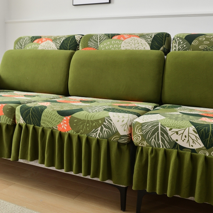 91家纺网 家纺一手货源 找家纺 千彤沙发垫 2024新款裙边款-高精密雪尼尔沙发垫 森林派对 -组合1