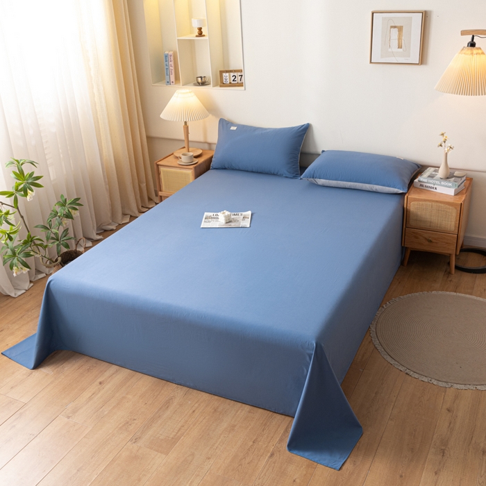 91家纺网 家纺一手货源 找家纺 AB家纺 2024新款A类40支水洗全棉床单三件套 宾利蓝