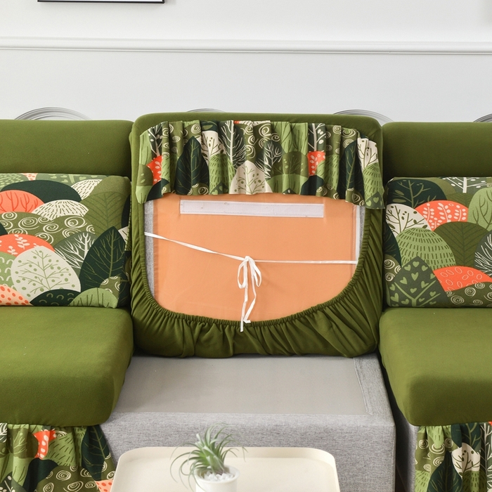 91家纺网 家纺一手货源 找家纺 千彤沙发垫 2024新款裙边款-高精密雪尼尔沙发垫 绿色-组合1