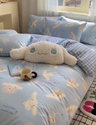 91家纺网 家纺一手货源 找家纺 星座家纺 2025新款40s全棉卡通印花四件套 星星玉桂狗