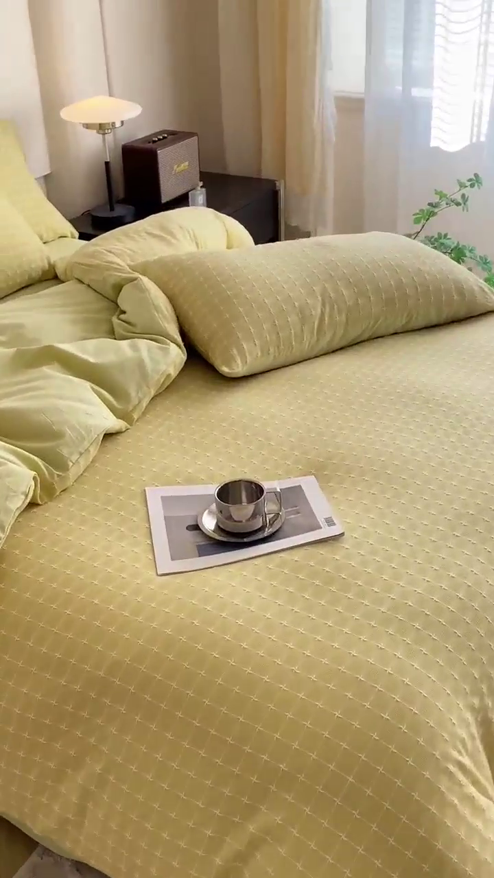 91家纺网 家纺一手货源 找家纺 （总）蜜柚 2024新款全棉色织水洗提花四件套