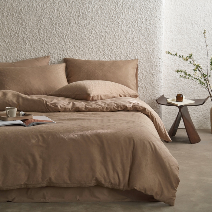 91家纺网 家纺一手货源 找家纺 AB家纺 2024新款全棉华夫格四件套 四叶草-咖