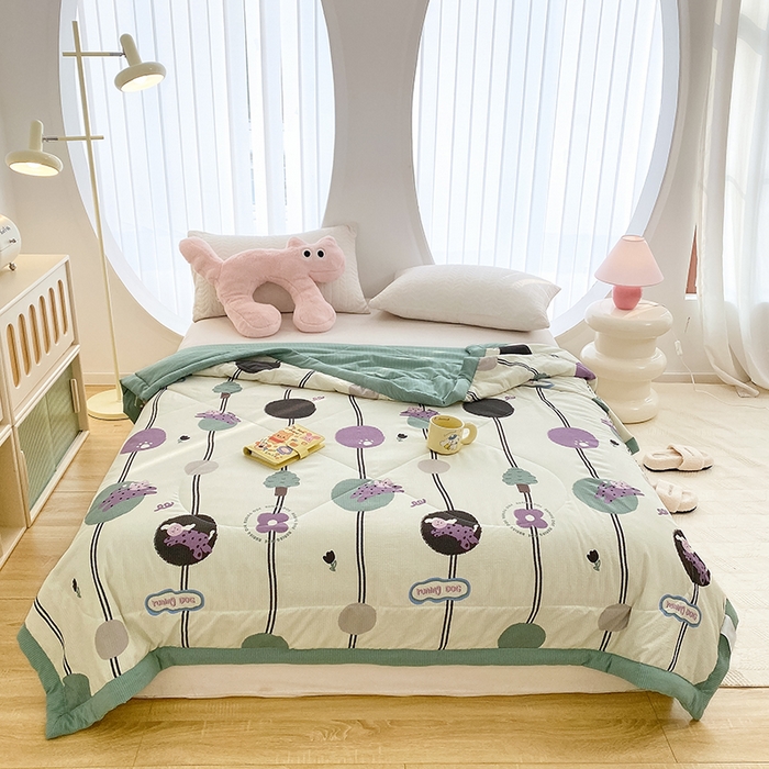 91家纺网 家纺一手货源 找家纺 金麦 2024新款A类有氧提花泡泡棉夏被 菲菲兔