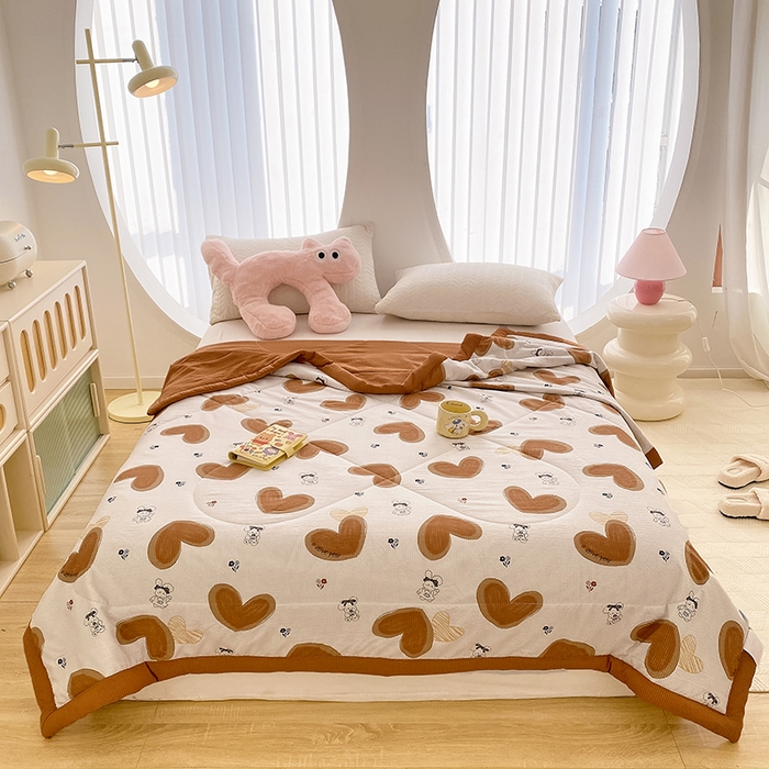 91家纺网 家纺一手货源 找家纺 金麦 2024新款A类有氧提花泡泡棉夏被 甜心