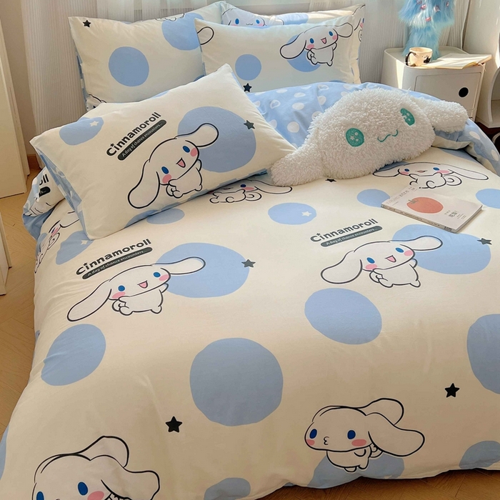 91家纺网 家纺一手货源 找家纺 星座家纺 2025新款40s全棉卡通印花四件套 泡泡玉桂狗