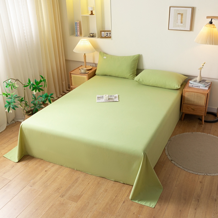 91家纺网 家纺一手货源 找家纺 AB家纺 2024新款A类40支水洗全棉床单三件套 橄榄绿