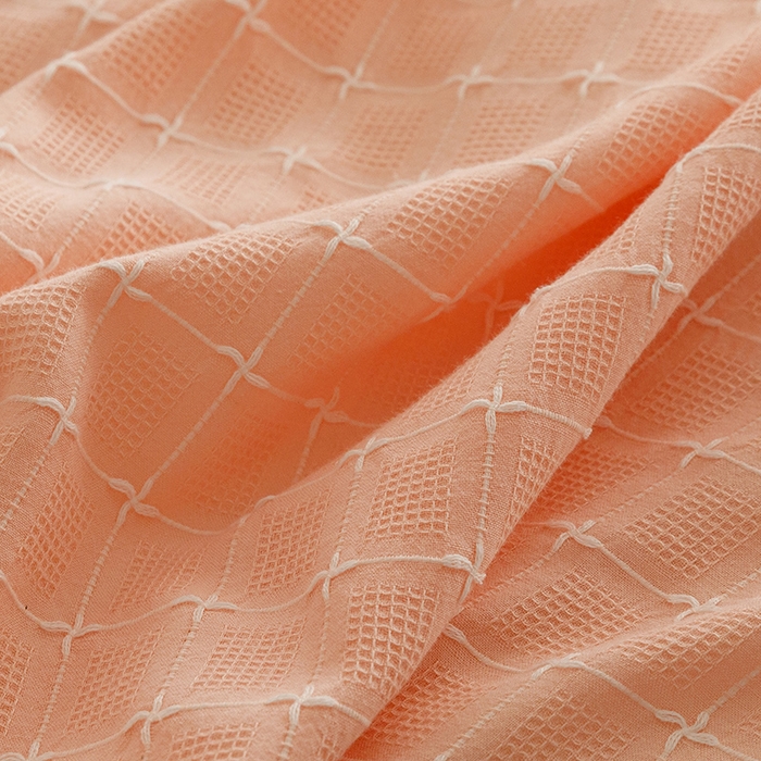 91家纺网 家纺一手货源 找家纺 蜜柚 2024新款全棉色织水洗提花四件套 凝脂裸粉