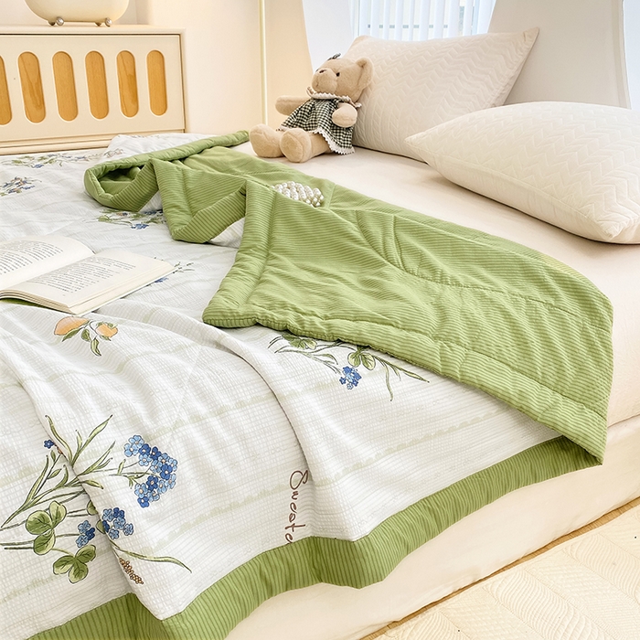 91家纺网 家纺一手货源 找家纺 金麦 2024新款A类有氧提花泡泡棉夏被 爱丽丝