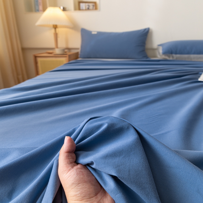 91家纺网 家纺一手货源 找家纺 AB家纺 2024新款A类40支水洗全棉床单三件套 宾利蓝