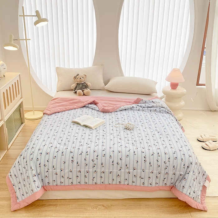 91家纺网 家纺一手货源 找家纺 金麦 2024新款A类有氧提花泡泡棉夏被 知忆