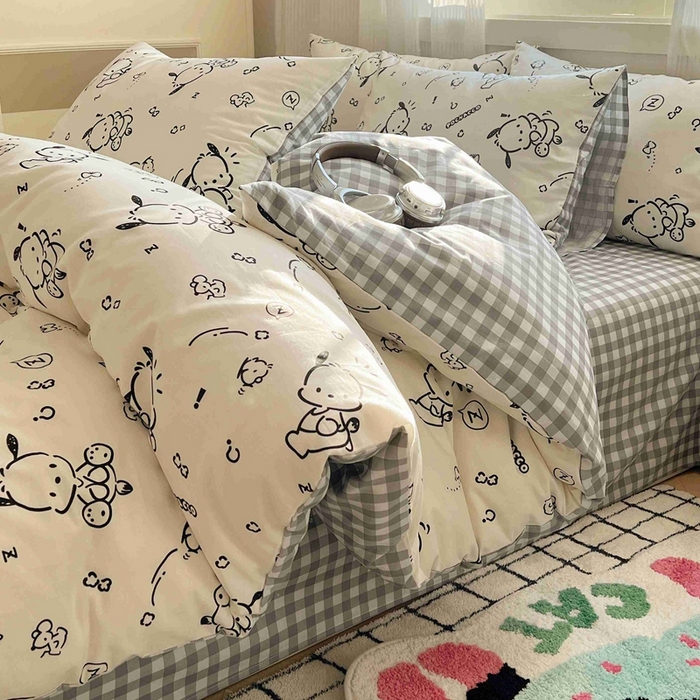 91家纺网 家纺一手货源 找家纺 星座家纺 2025新款40s全棉卡通印花四件套 开心帕恰狗