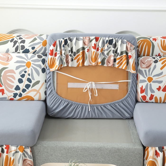 91家纺网 家纺一手货源 找家纺 千彤沙发垫 2024新款裙边款-高精密雪尼尔沙发垫 灰色-组合1