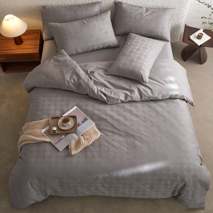 91家纺网 家纺一手货源 找家纺 AB家纺 2024新款全棉华夫格四件套 茗萫-陨石灰