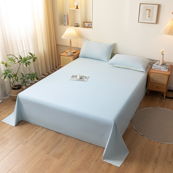 91家纺网 家纺一手货源 找家纺 AB家纺 2024新款A类40支水洗全棉床单三件套 天空蓝