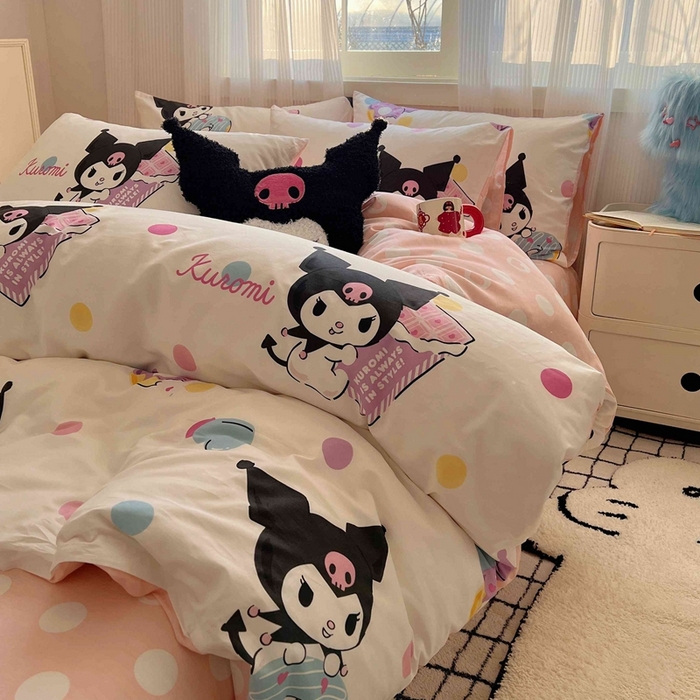 91家纺网 家纺一手货源 找家纺 星座家纺 2025新款40s全棉卡通印花四件套 甜心库洛米