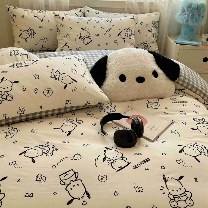 91家纺网 家纺一手货源 找家纺 星座家纺 2025新款40s全棉卡通印花四件套 开心帕恰狗