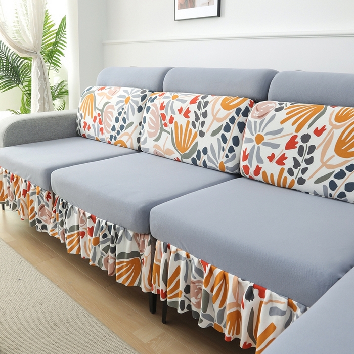 91家纺网 家纺一手货源 找家纺 千彤沙发垫 2024新款裙边款-高精密雪尼尔沙发垫 灰色-组合1