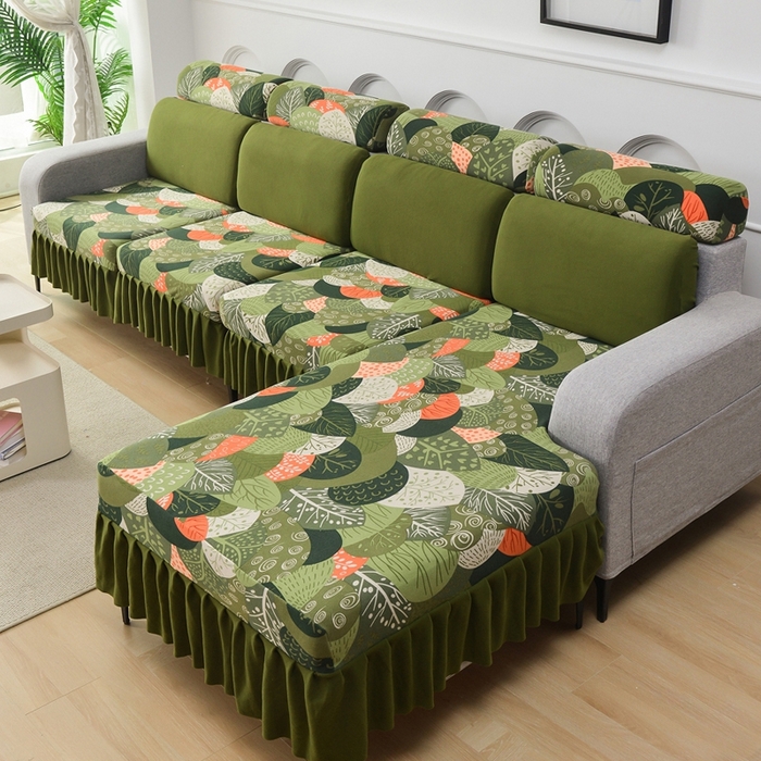 91家纺网 家纺一手货源 找家纺 千彤沙发垫 2024新款裙边款-高精密雪尼尔沙发垫 森林派对 -组合1