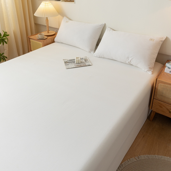 91家纺网 家纺一手货源 找家纺 AB家纺 2024新款A类40支水洗全棉床单三件套 米月白