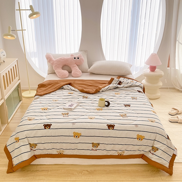 91家纺网 家纺一手货源 找家纺 金麦 2024新款A类有氧提花泡泡棉夏被 公仔