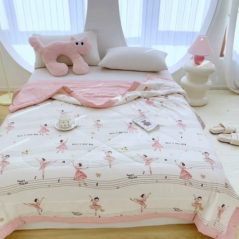 91家纺网 家纺一手货源 找家纺 金麦 2024新款A类有氧提花泡泡棉夏被 芭蕾女孩